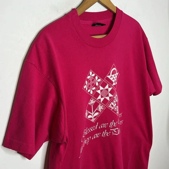 Screen Stars 1980s Vintage Single Stitch Quilter Quilting Graphic T Shirt - Picture 1 of 12